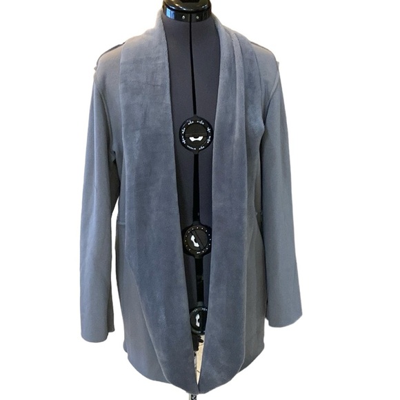 Chicos Womens Gray Sheering Exposed Stitch Open SoftCardigan Sz 1(8/10) Imported - Picture 1 of 11